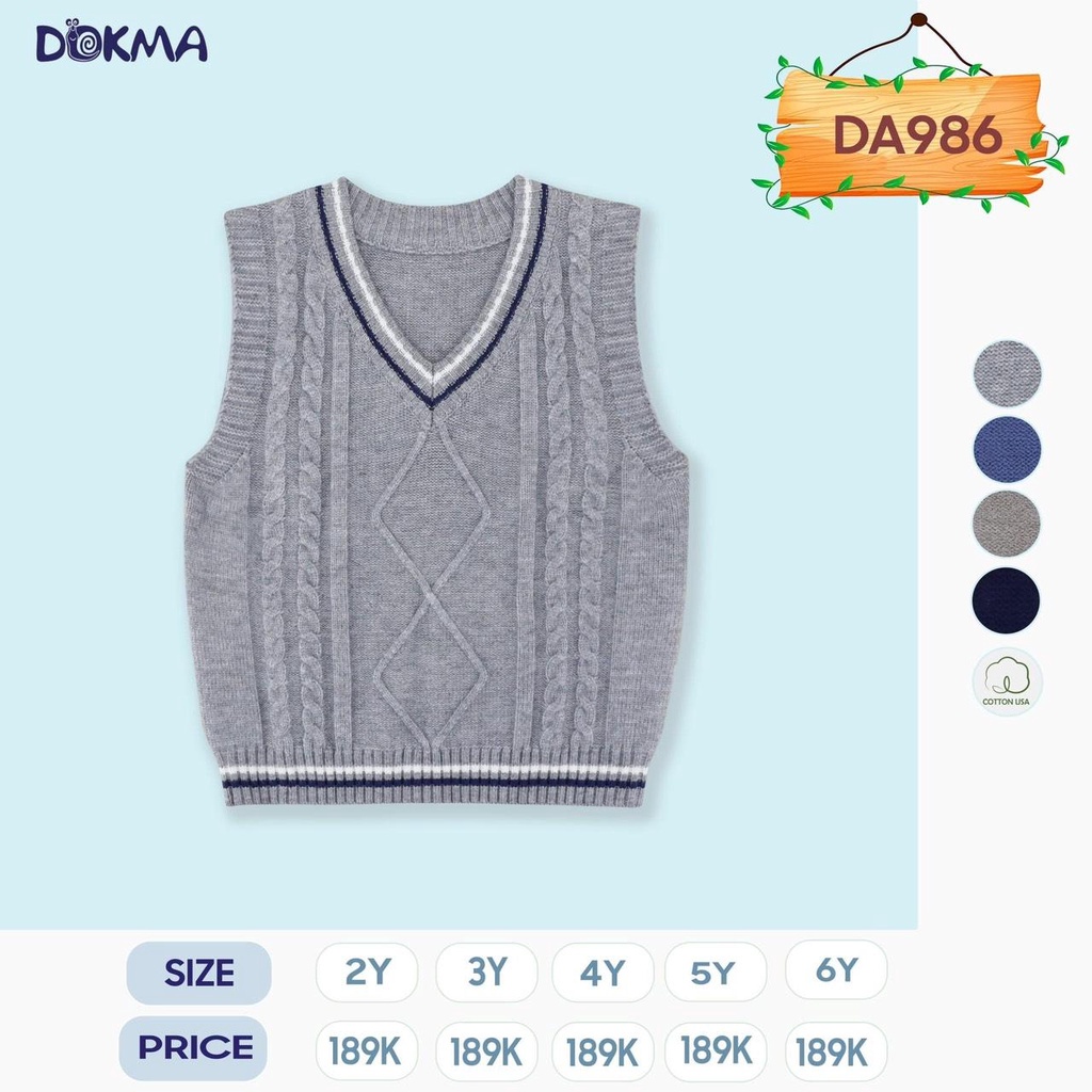 2-6Y Áo gile cho bé trai Dokma DA986 (Gile len)