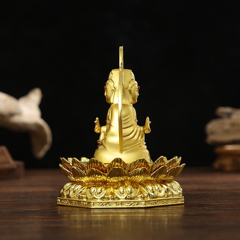 Tượng 2 Mặt Phật Bà Quan Thế Âm Bồ Tát Tọa Đài Sen Cao 10cm Đặt Bàn Làm Việc, Taplo Ô Tô
