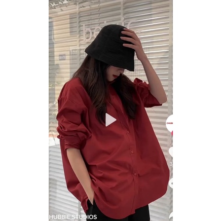Áo Sơ Mi Nữ Dáng Rộng Màu Đỏ Đô thời trang Hè 2022. MET SHOP