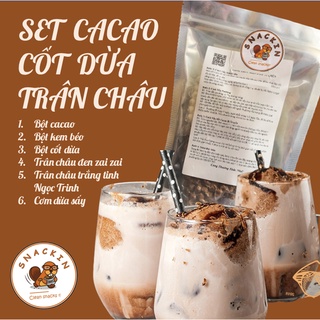 Set làm cacao cốt dừa trân châu, nguyên liệu tự làm đồ uống tại nhà, ăn vặt Snackin