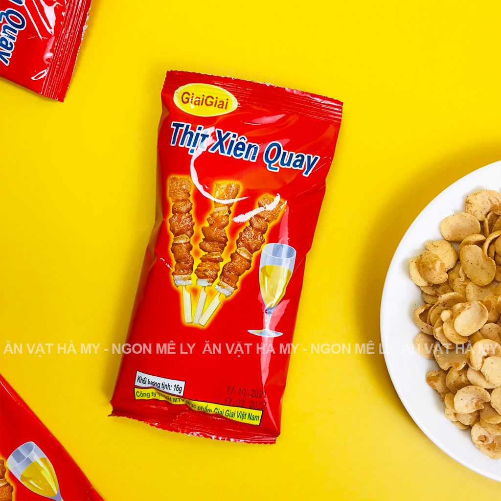 Snack thịt xiên quay gói 16g đồ ăn vặt Hà My