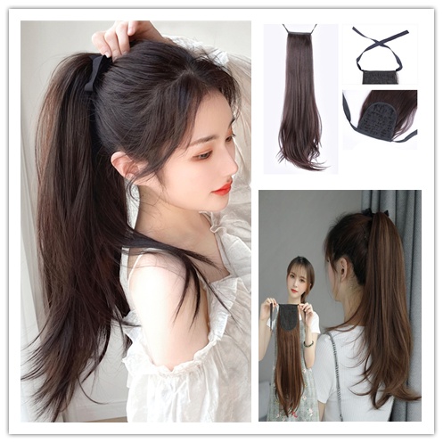 Tóc Giả Đuôi Ngựa Thẳng / Xoăn Nhẹ Nhàng Phong Cách Hàn Quốc Cho Nữ