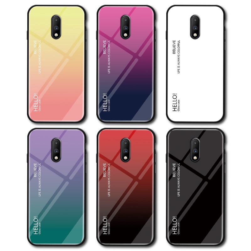 Ốp Lưng Kính Cường Lực Siêu Mỏng Màu Gradient Cho Oneplus 7 Pro 5t 6t 5 6