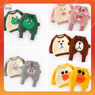 Bộ Dài Tay Cho Bé Trai Bé Gái Xuất Hàn, Bộ Nỉ Cho Bé Trai Bé Gái Hình Thú Size 6-23Kg Chất Nỉ Bông BiBo Store