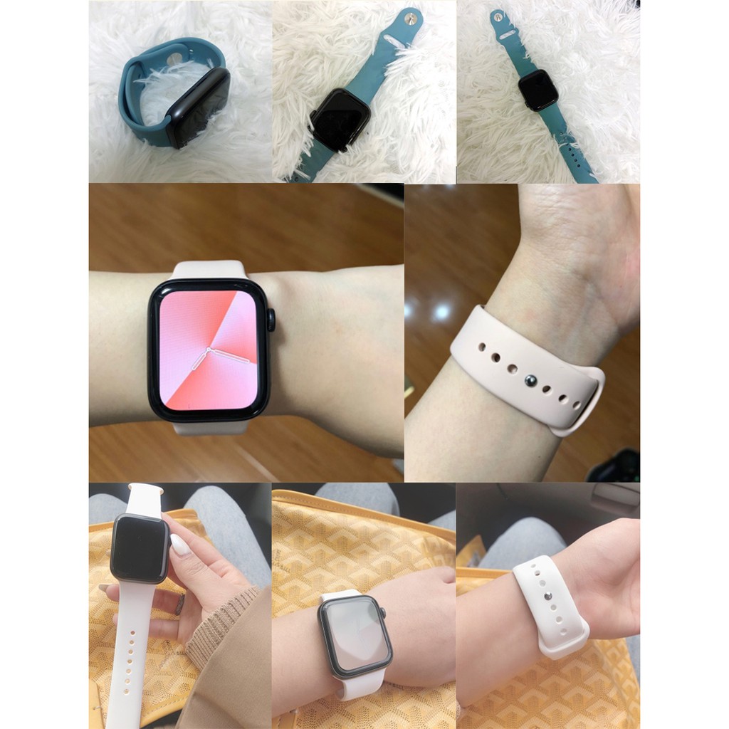 Dây Đeo Silicon Mềm Cho Đồng Hồ Thông Minh Apple Watch 38mm 40mm 42mm 44mm Kích Thước 6 5 4 3 2 Se T500 W26