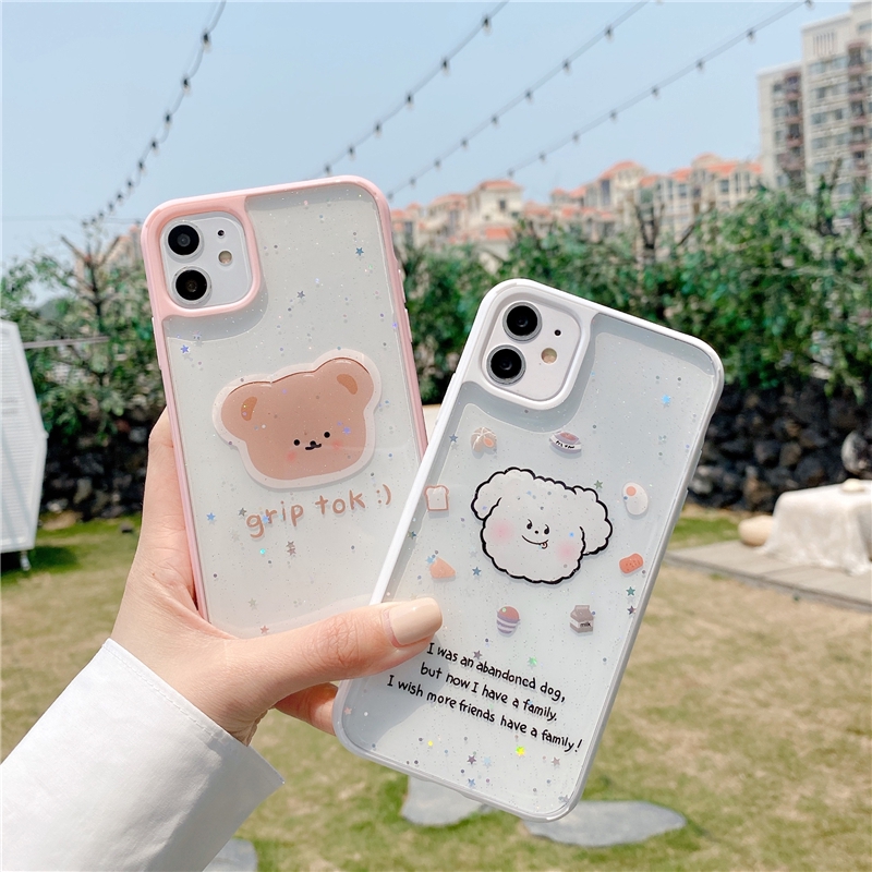 Ốp iphone - Ốp lưng viền Cún và Gấu kim tuyến 6s/6plus/6s plus/7/8/7plus/8plus/x/xs/xs max/11/11pro max- Awifi Case S1-2 | BigBuy360 - bigbuy360.vn