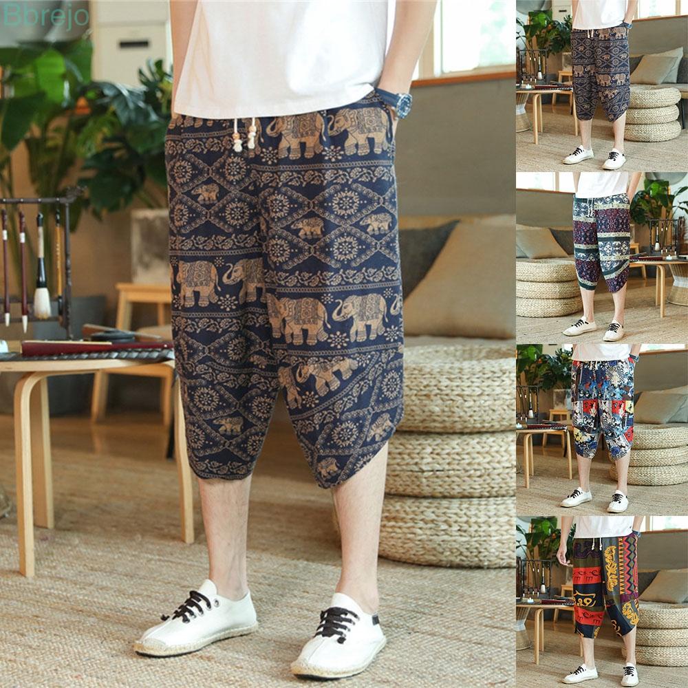 Quần Lửng Ống Rộng In Họa Tiết Thổ Cẩm Vintage Dành Cho Nam