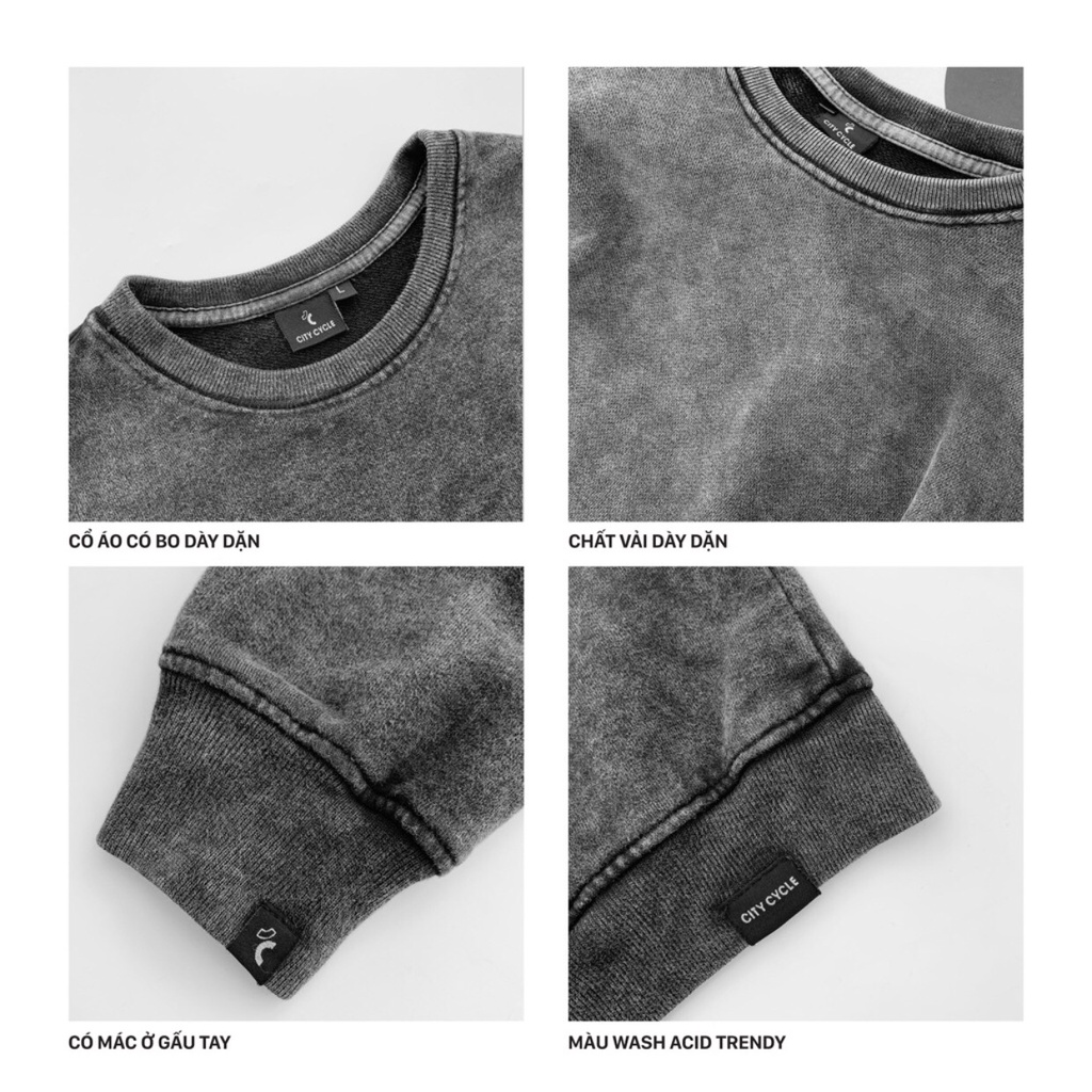 Áo sweater nỉ unisex acid 1998 đen khói Jiang Store - áo nỉ sweater loang form rộng in hình Local Brand