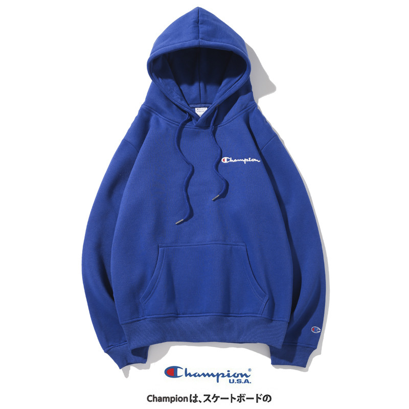 CHAMPION Men and Women Cotton Plus Velvet Hooded Sweatshirt