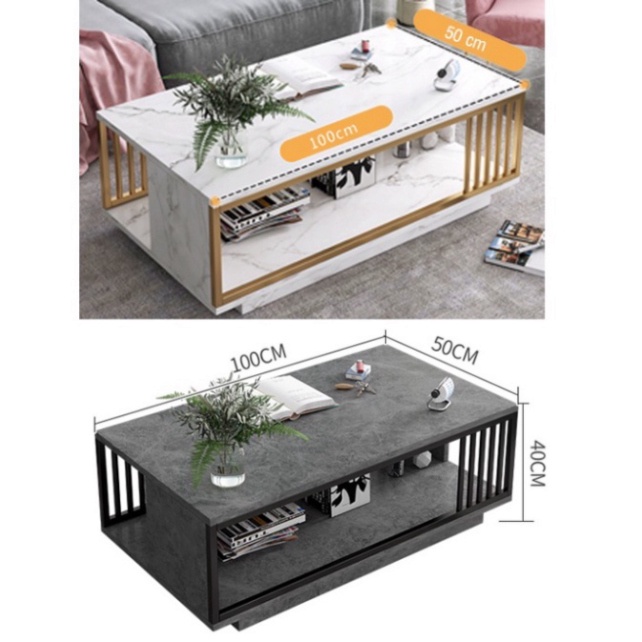 Bàn trà sopha phòng khách chữ nhật, bàn trà sofa hoa văn đá cẩm thạch, kích thước 100*50*40