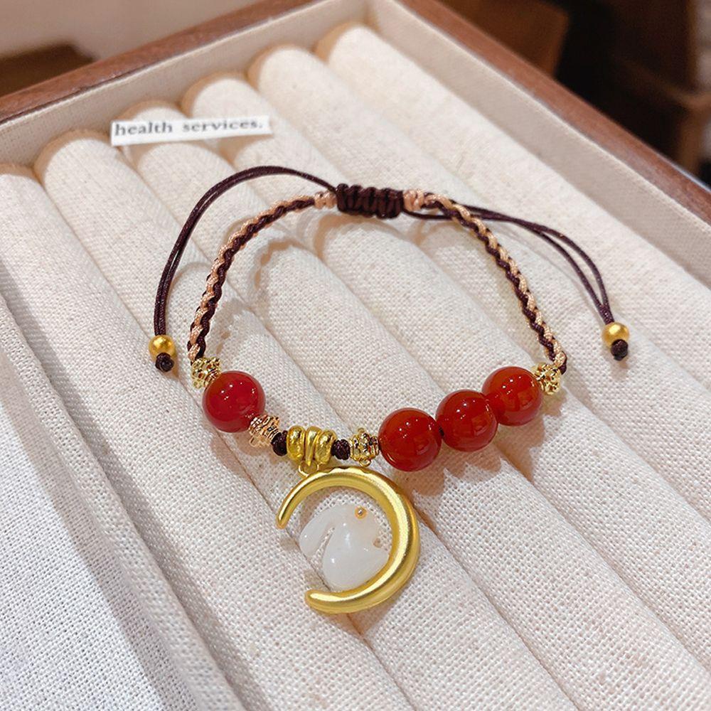 Vòng Tay Xỏ Hạt Đỏ May Mắn Phong Cách Trung Hoa Cổ Điển Cho Nữ