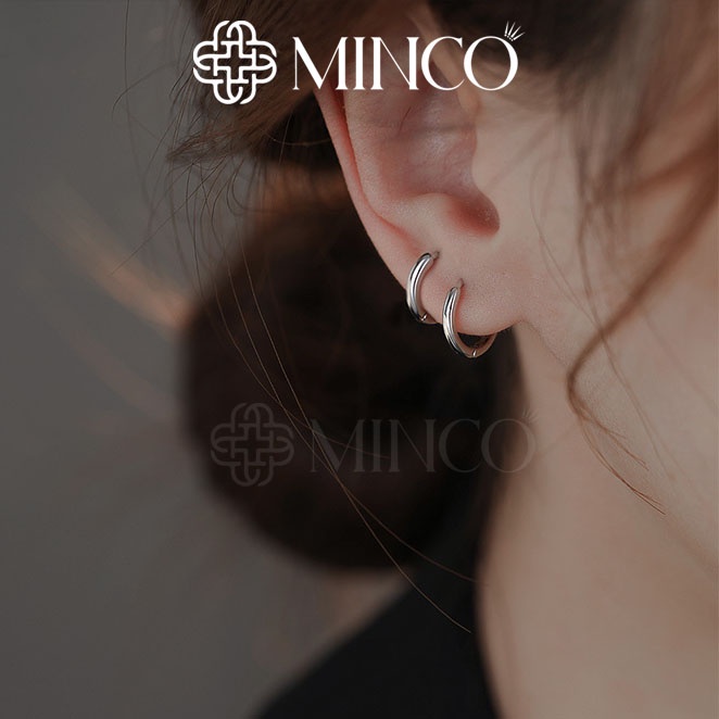 Bông tai nữ dáng tròn thiết kế unisex đơn giản Minco Accessories phong cách Hàn Quốc dành cho cả nam nữ  BT12-C