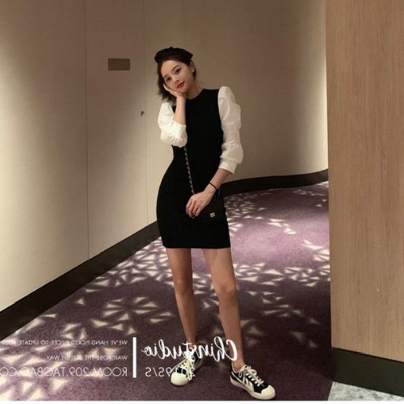 HÌNH THẬT - ĐẦM LEN TAY BỒNG XINH CHẤT TIỂU THƯ ĐẦM NỮ ĐẸP | BigBuy360 - bigbuy360.vn