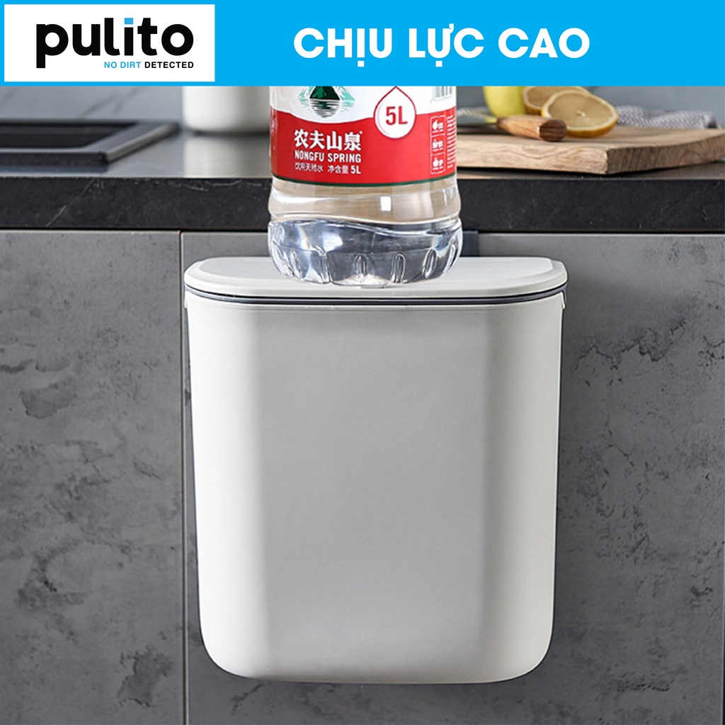 Thùng rác treo tủ bếp thông minh có nắp đậy, thùng rác đa năng dán tường Pulito TC-01