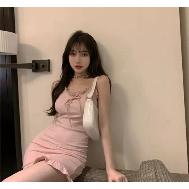 đầm nữ ôm dáng cực kỳ sexy viền cổ bèo phong cách hàn quốc