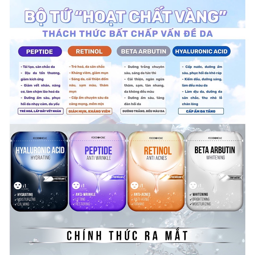 Mặt nạ giấy Foodaholic cấp ẩm, nâng cơ, chăm sóc da toàn diện 23g NPP Shoptido