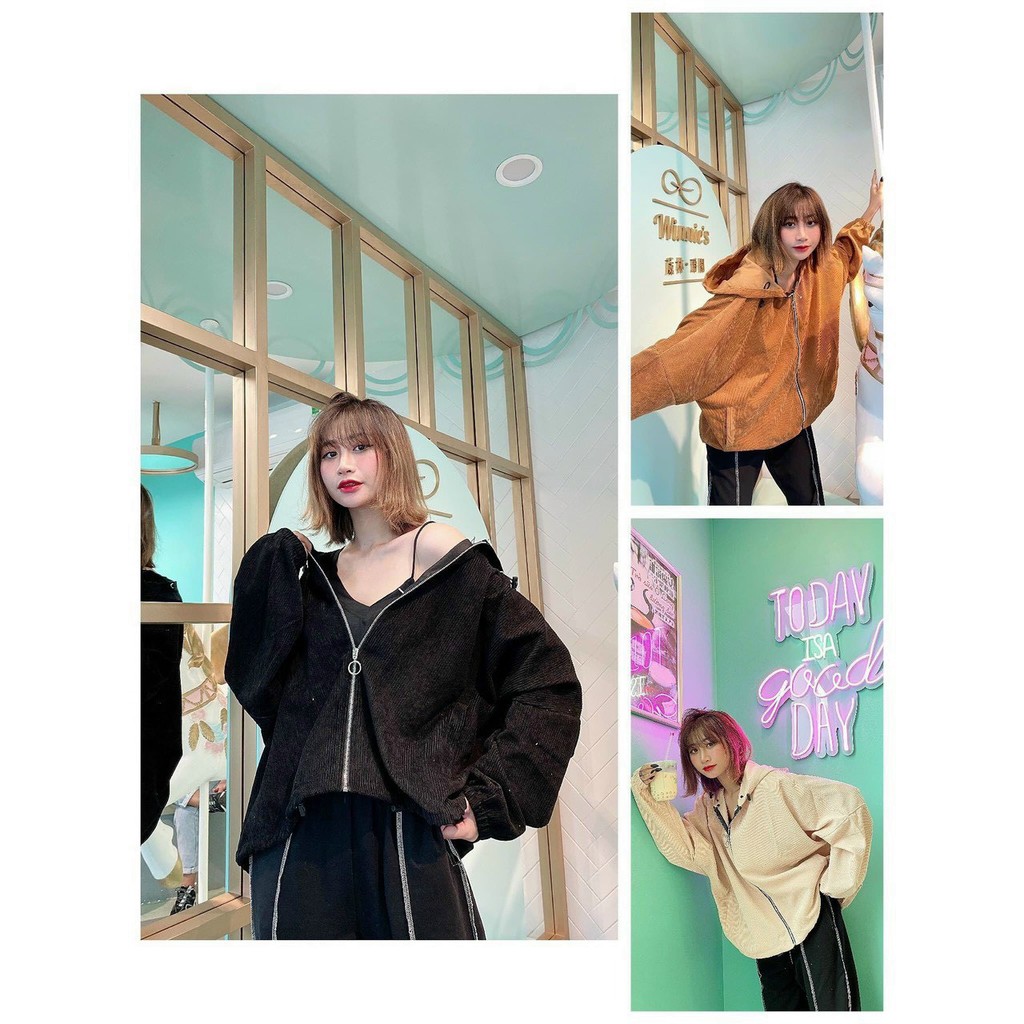 [Ảnh thật] Áo khoác Basic Nhung Gân form rộng cực đẹp cao cấp giá rẻ