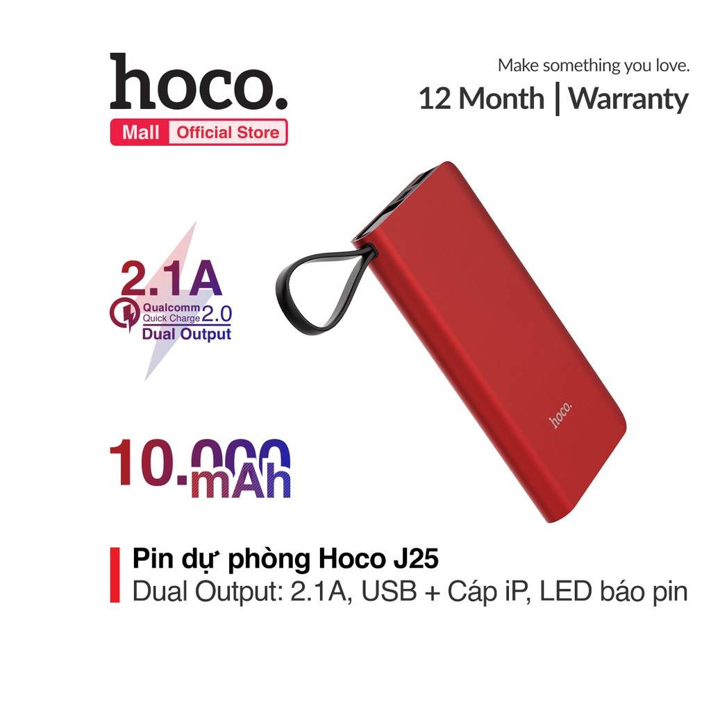 Pin sạc dự phòng Hoco J25 10000mah tích hợp cáp lightning