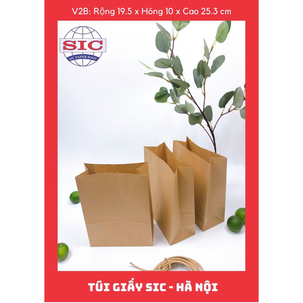 [SET 10 CHIẾC] TÚI GIẤY KRAFT NHẬT V2B: 19.5x10x25.3 KHÔNG QUAI ( ẢNH THẬT)