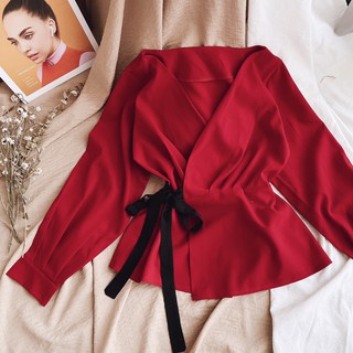 ÁO PEPLUM ĐẮP CHÉO NGỰC CỘT NƠ EO