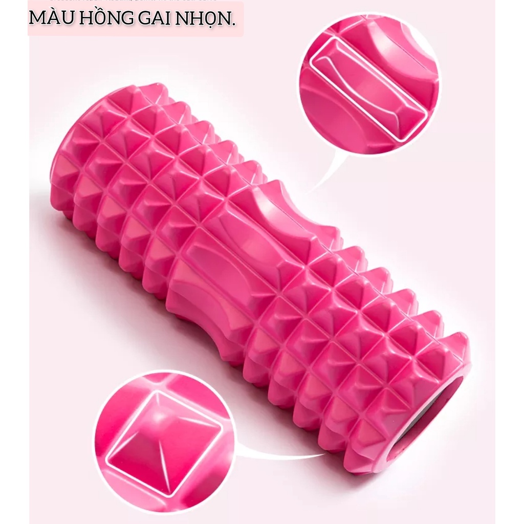 Con lăn Yoga Massage Cao Cấp ,Foam Roller, Ống Trụ Lăn Xốp Thể Thao Giãn Cơ Có Gai Giúp Giảm Đau Sau Khi Tập Luyện.