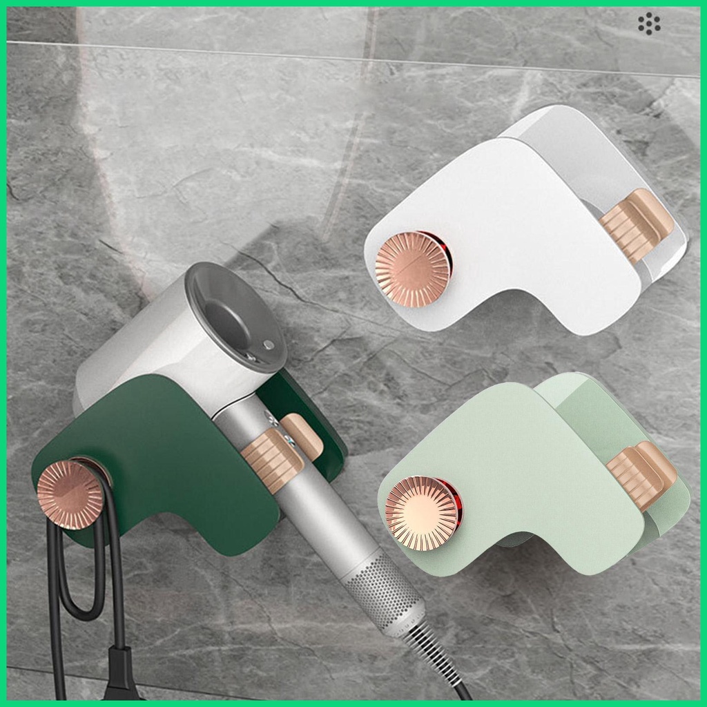 Giá Treo Máy Sấy Tóc Tự Dính Không Cần Đục Lỗ Màu Trắng Xanh Lá Nhạt
