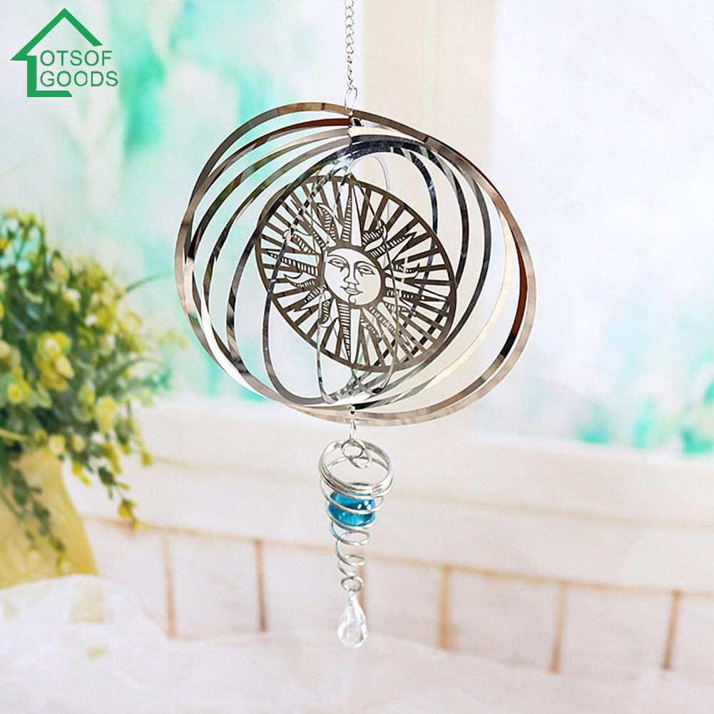 Sun Metal Stainless Steel Wind Chime Garden Foldable Rotate Hanging Wind Spinner