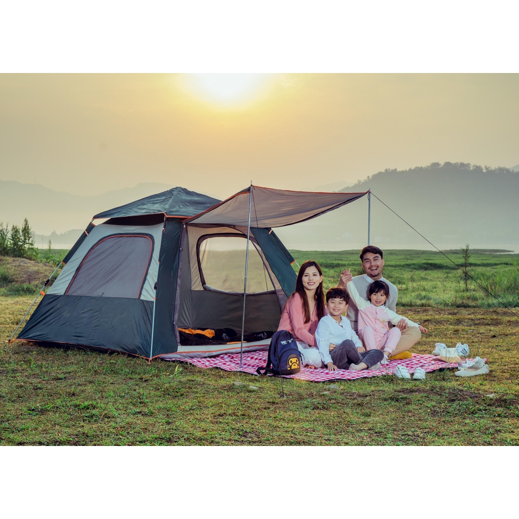 Lều cắm trại tự bung 4 người, lều dã ngoại picnic gia đình gập gọn 4 cửa HERIA HCM