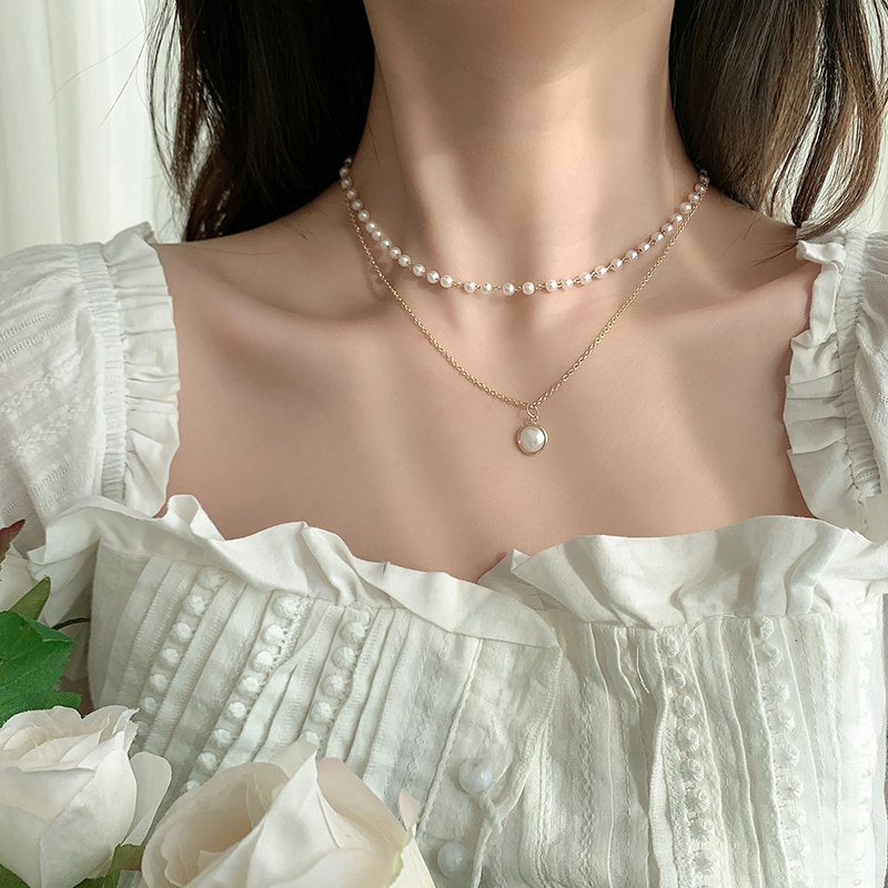 Dây chuyền bằng hợp kim đính ngọc trai nhân tạo sang trọng sành điệu cho nữ