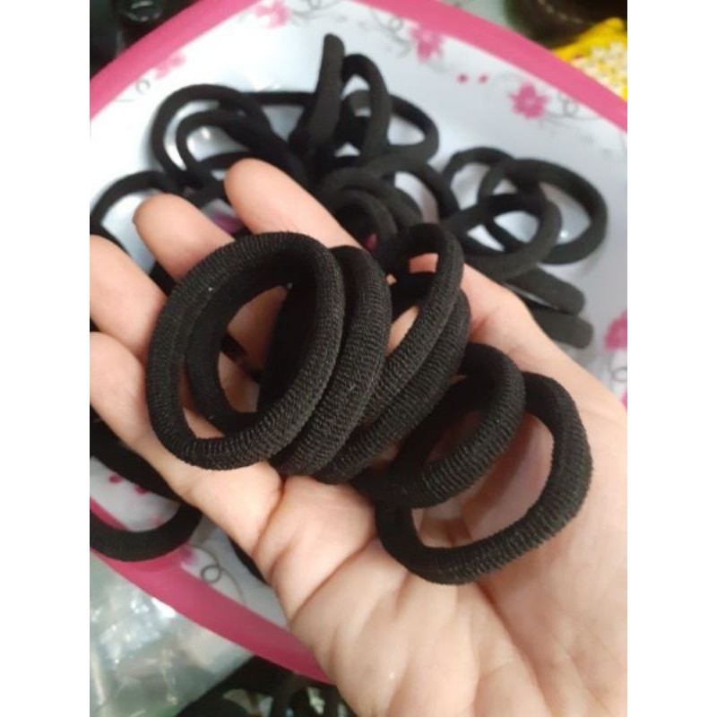 100 thun cột tóc đen trơn