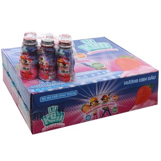 Sữa Chai LIF KUN Hương Dâu - 48 chai x 90ml ( giá trừ KM )