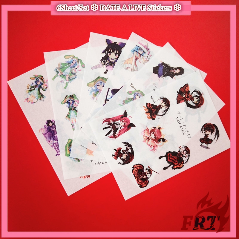 Bộ 6 tấm hình dán họa tiết hoạt hình Date a live Kurumi xinh xắn