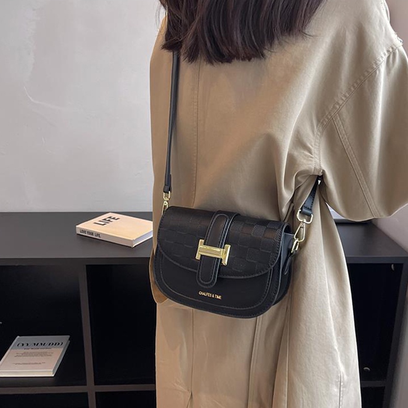 IELGY Túi Đeo Chéo Màu Sắc Tương Phản Họa Tiết Sọc Caro Cho Nữ