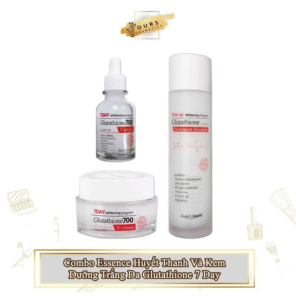 [Phân Phối Chính Thức] Combo Essence Huyết Thanh và Kem Dưỡng Trắng Da Glutathione 7 Day Angel's Liquid - Trọn bộ  V7