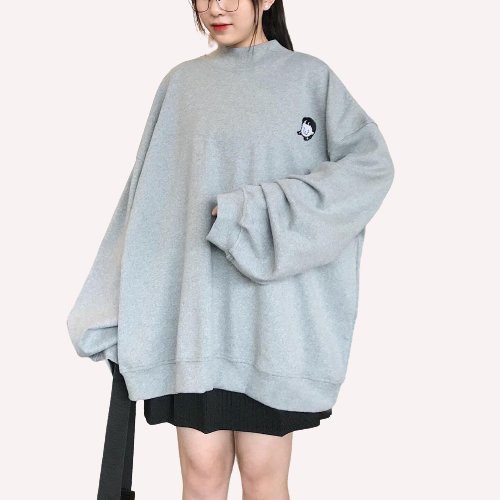 Áo Sweater Vải Sọc Gân Dày GOUS OFFICIAL Form Rộng Cổ Lọ NANASS Fhêu Hình Cô Gái Đáng Yêu Phong cách Dễ Thương- 1763