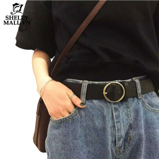 Metal buckle black leather belt fashion belts for women
