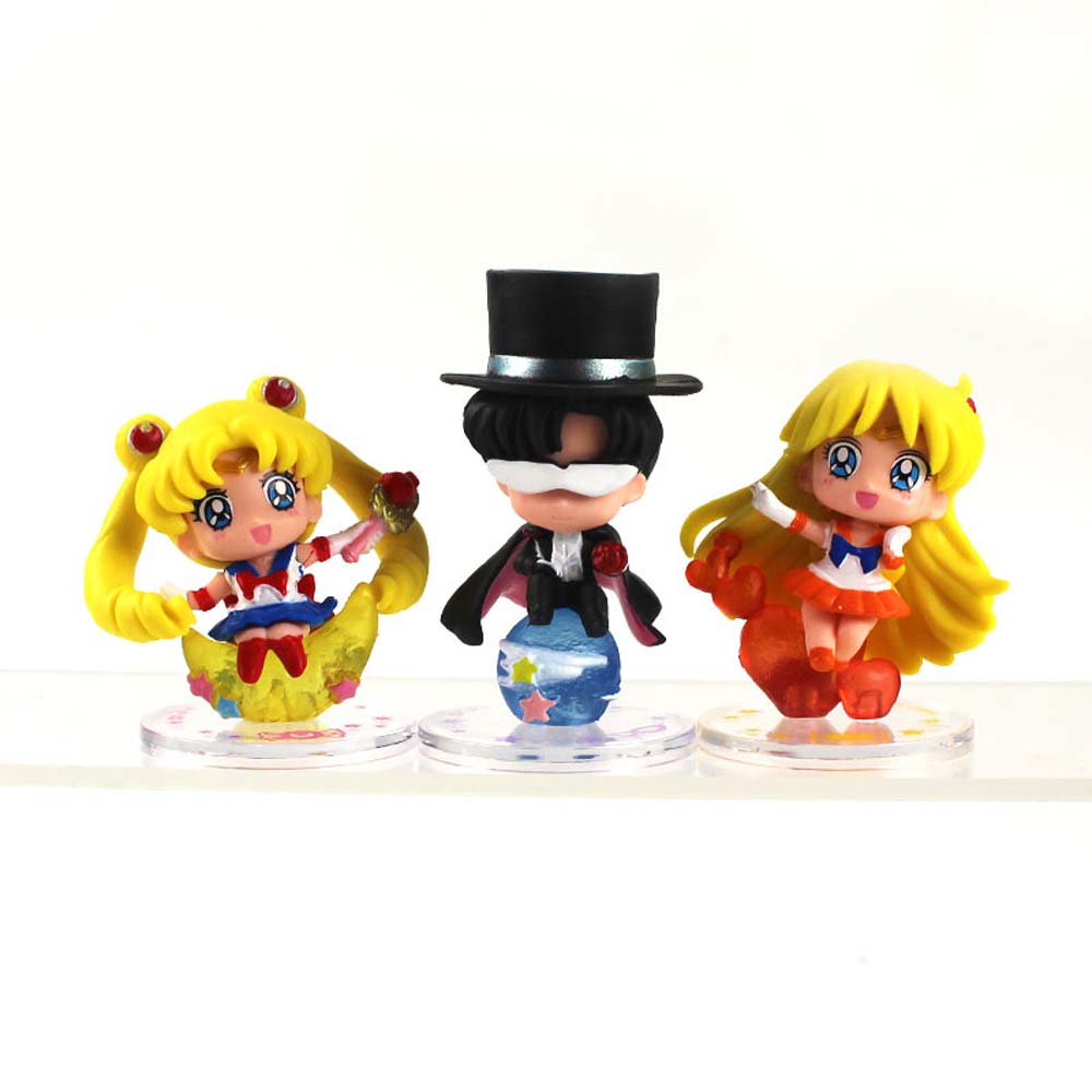 SAILOR MOON Bộ 6 Tượng Mô Hình Thủy Thủ Mặt Trăng Dễ Thương