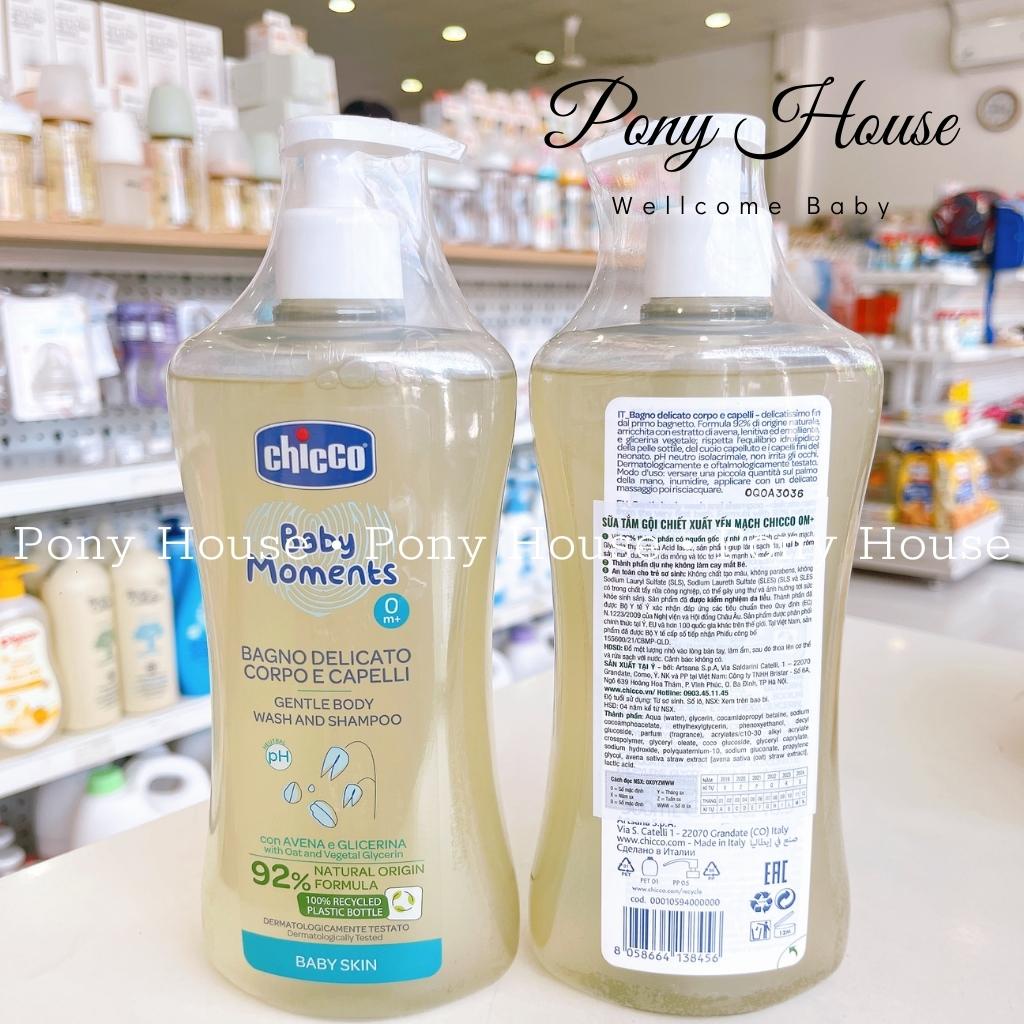 Sữa Tắm Gội Chicco 2in1 Hoa Cúc, Yến Mạch Dưỡng Da Mềm Mịn Chống Rôm Sẩy Cho Bé 200ml,500ml