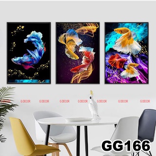 Tranh treo tường canvas 3 bức phong cách Bắc Âu 166, tranh cá cảnh trang trí phòng khách, phòng ngủ, phòng ăn,spa, decor