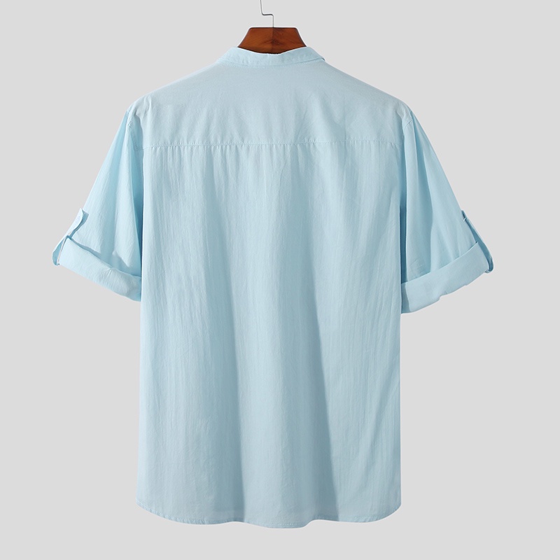 Áo Sơ Mi Cotton Tay Lỡ 3 / 4 Cho Nam