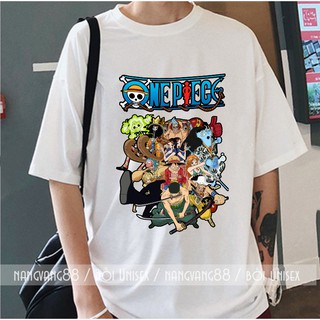 Áo Thun Tay Lỡ Unisex [ Biệt Đội One Piece ] Mũ Rơm