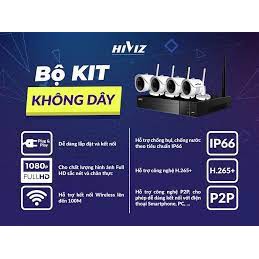 BỘ KIT WIFI HIVIZ HI-KIT904W 2.0MP 9 KÊNH - Đủ bộ 4 mắt than trụ vỏ kim loại 2.0mp, đủ phụ kiện lắp đặt - CHÍNH HÃNG