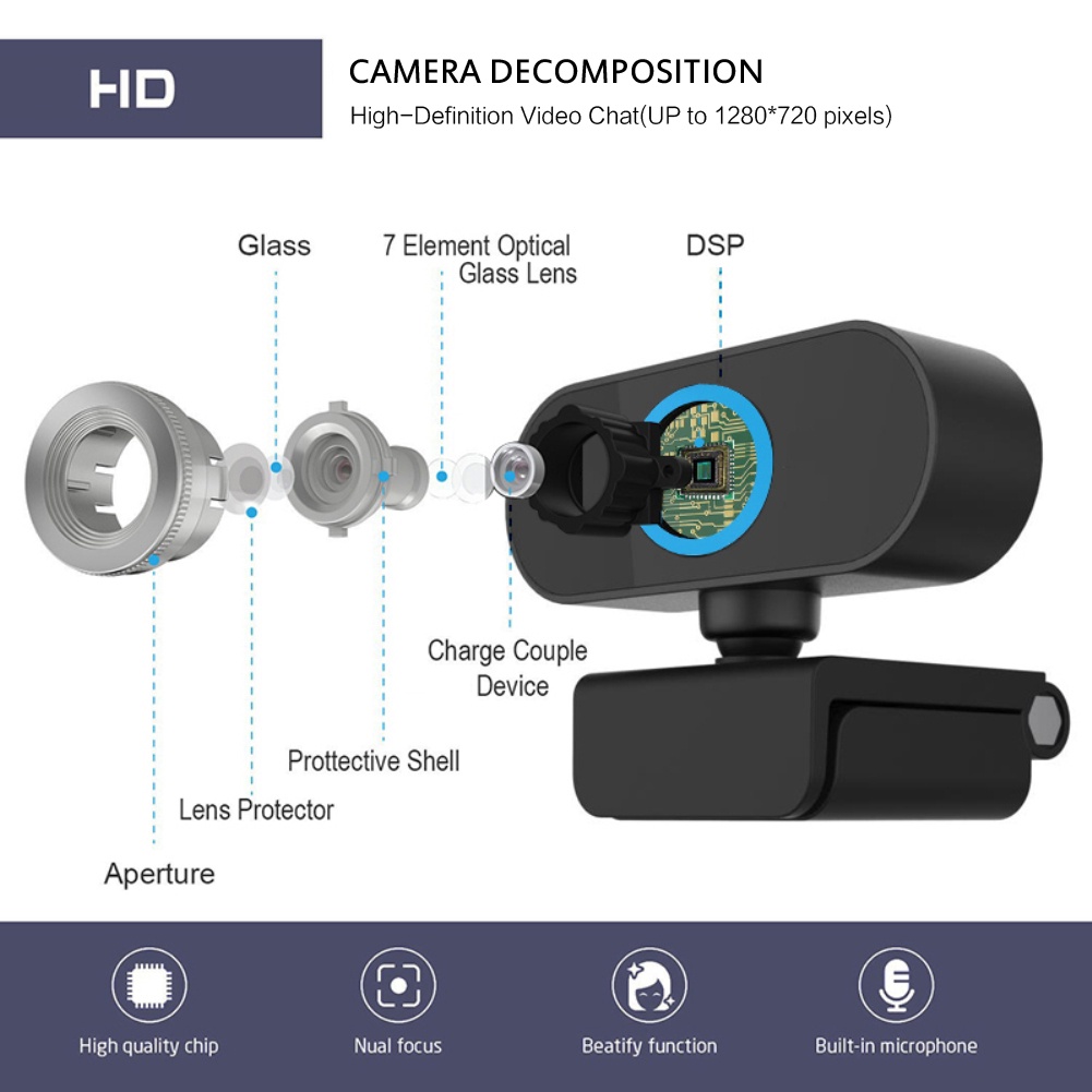 Webcam tự động lấy nét 1080P tích hợp micro chất lượng cao cho PC Laptop yumcute | BigBuy360 - bigbuy360.vn