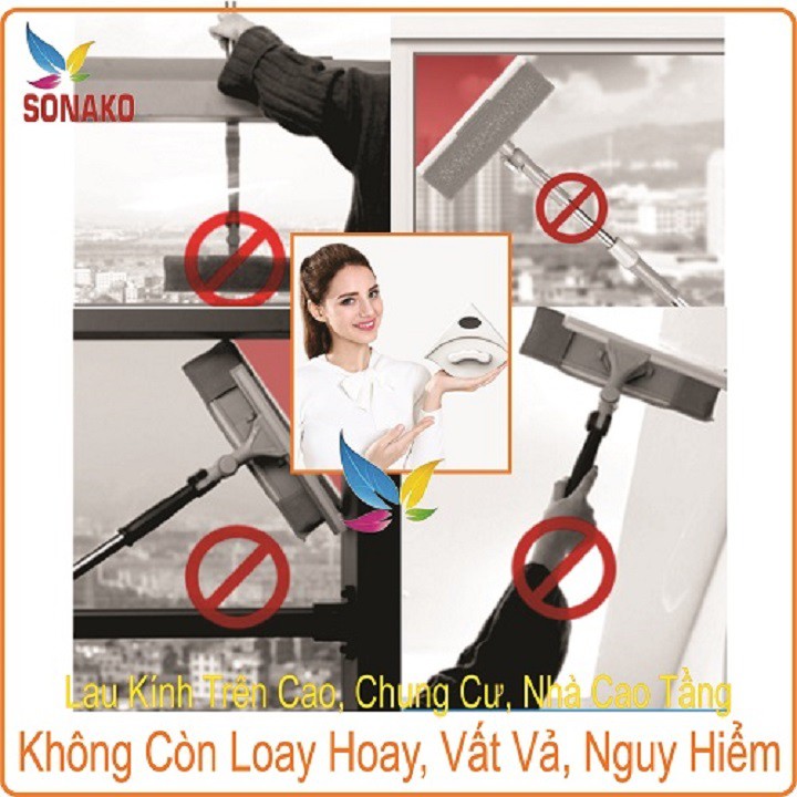 [Duy nhất 3 ngày] Dụng cụ lau kính 2 mặt Floren - Sonako