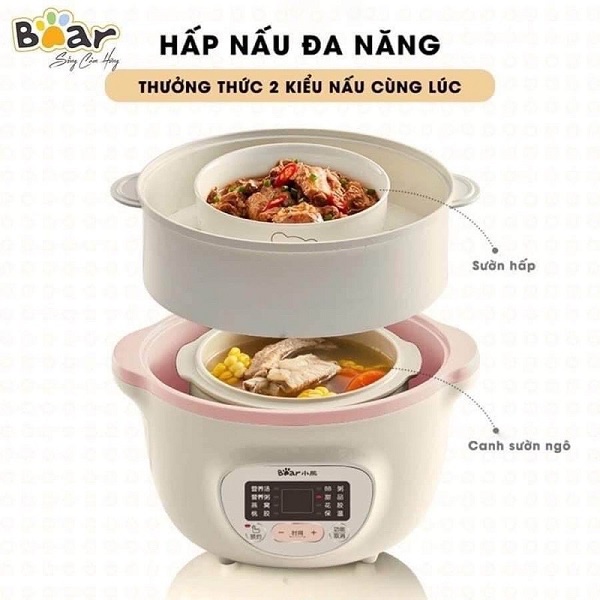 NỒI NẤU CHÁO CHẬM BEAR 1.6lit,BẢN QUỐC TẾ FREE SHIP‼️ NỒI NINH HẦM ĐA NĂNG CHƯNG CÁCH THỦY CHO BÉ ĂN DẶM