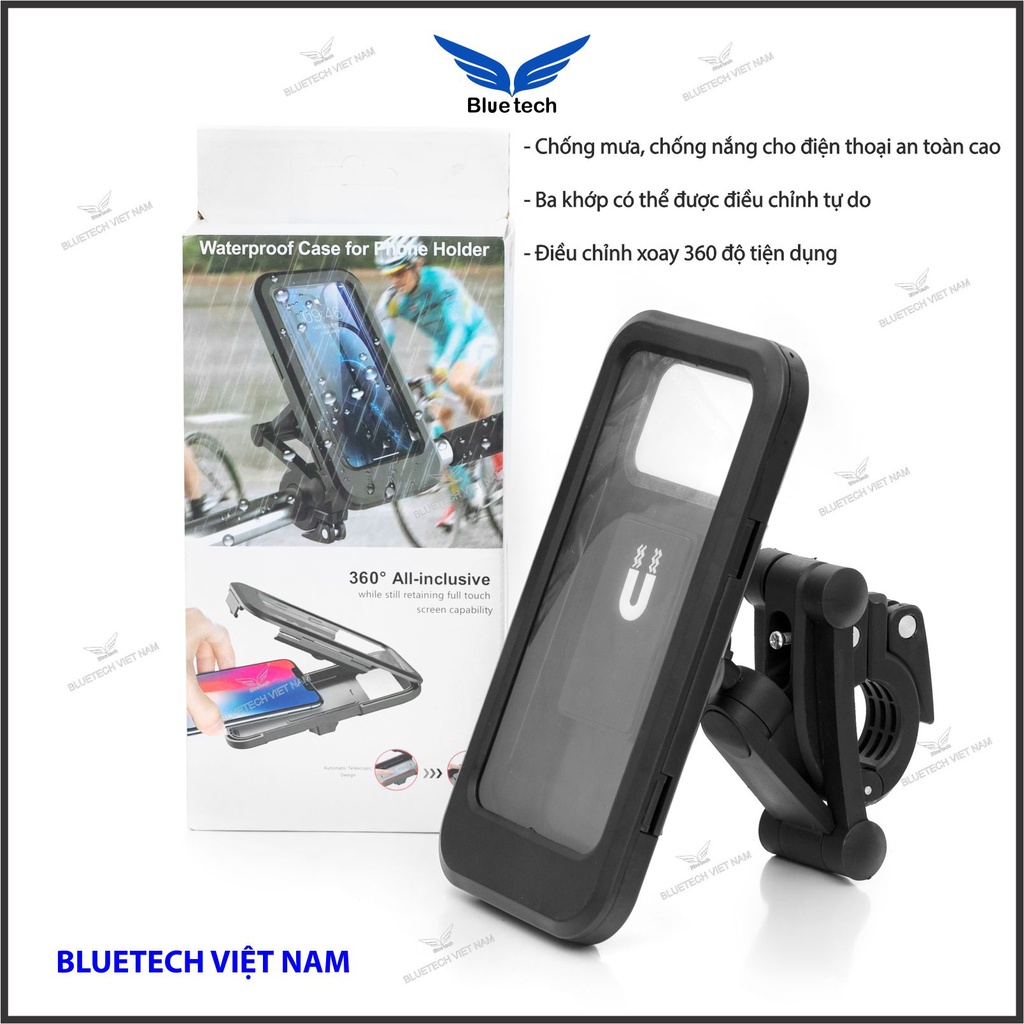 Giá đỡ điện thoại xe máy thông minh chống nước, Kẹp điện thoại chống nước cho các loại xe xoay 360 độ hàng cao cấp