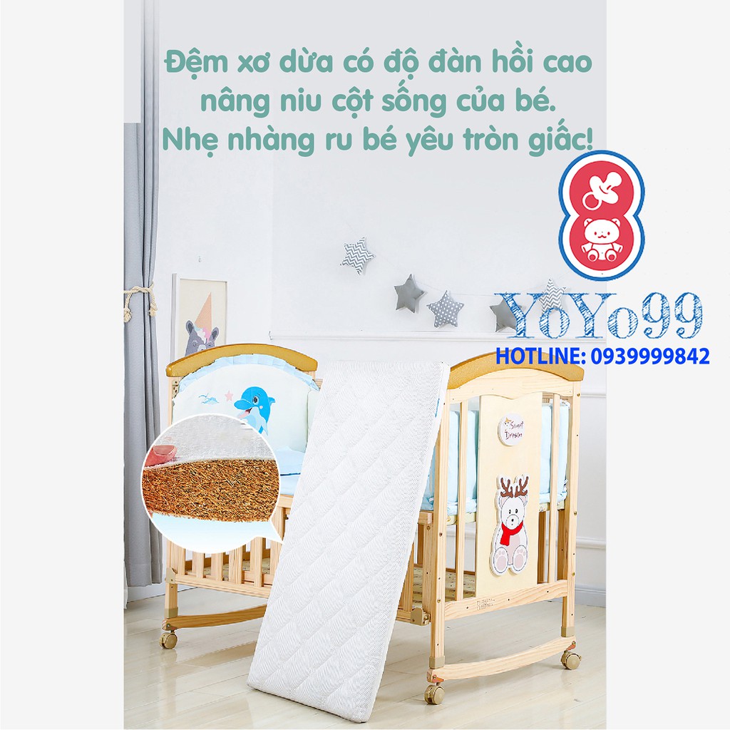 Nôi cũi UMOO UM-0860 màu gỗ