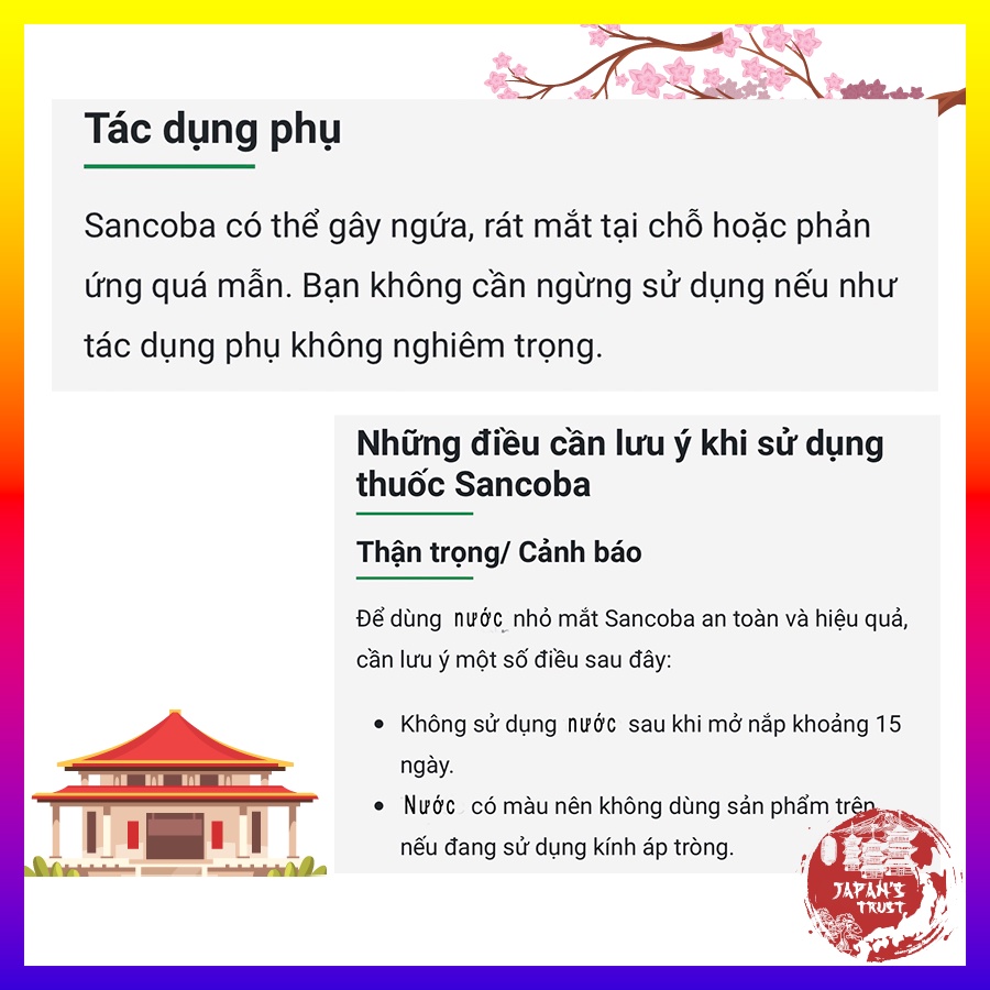 Nước nhỏ mắt Sancoba 0.02% 5ml Nhật Bản - Hỗ trợ người cận thị - Điều tiết chứng mỏi mắt, rối loạn điều tiết