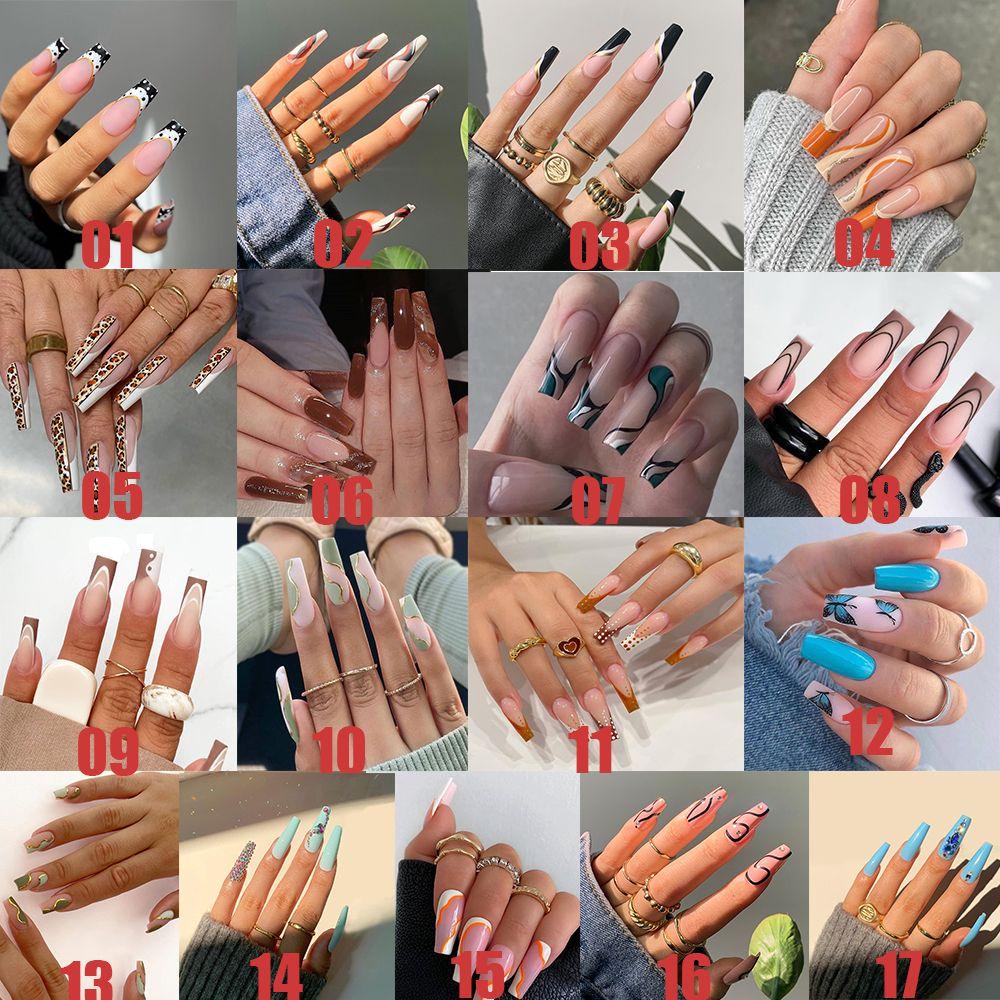 Hộp 1 / 24 Móng Tay Giả Che Phủ Toàn Diện Tháo Rời Được Tiện Lợi