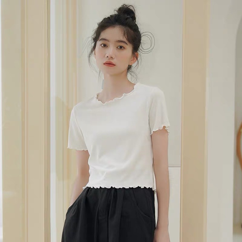 Áo Croptop Cuốn Biên Cổ Tròn Tay Ngắn (ẢNH THẬT) | BigBuy360 - bigbuy360.vn